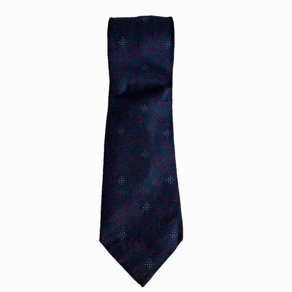 Britches of Georgetowne Slim Silk Tie - Geometric Pattern Green Maroon Vintage - Picture 2 of 7